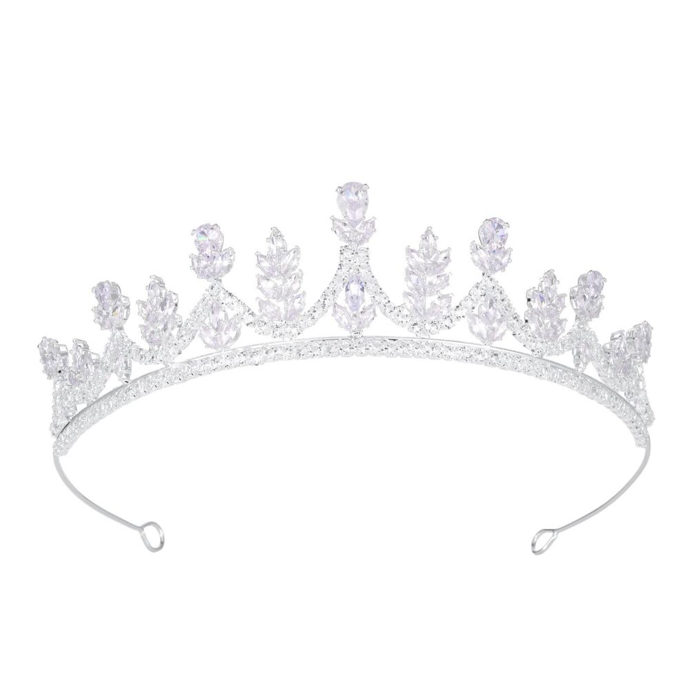 8272 Silver Wedding Cubic Zirconia Tiaras and Crowns , Bride Royal Queen